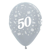 Satin Silver 50th Birthday Balloons - The Party Room